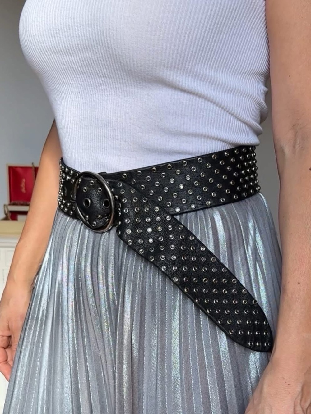Saint Laurent Studded Lambskin Belt